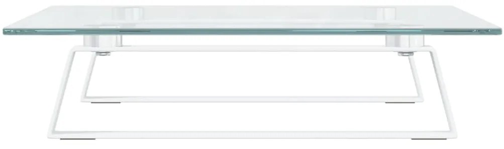 vidaXL Βάση Οθόνης Λευκή 40 x 35 x 8 εκ. από Ψημένο Γυαλί και Μέταλλο