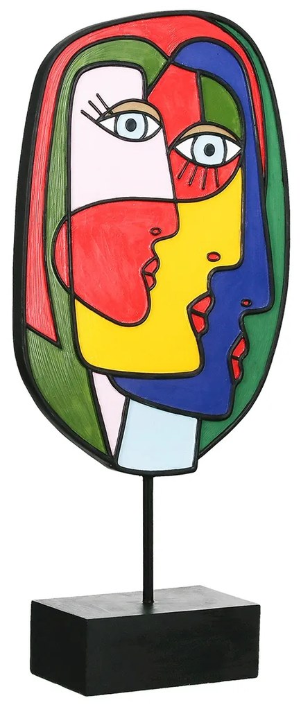 Sculpture Face Motif Συνθετική Ρητίνη Πολύχρωμη 2 Ποικιλία 20X7X35Cm 20X7X35Cm
