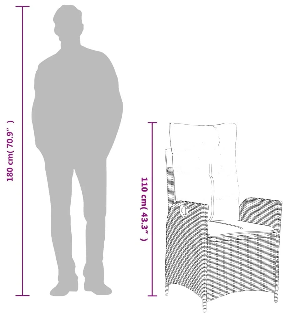 Σετ Τραπεζαρίας Κήπου 9 τεμ. Γκρι Συνθ. Ρατάν με Μαξιλάρια 3213232