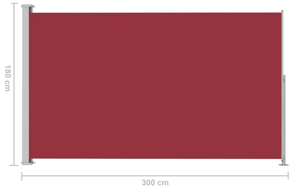 Σκίαστρο Πλαϊνό Συρόμενο Βεράντας Κόκκινο 180 x 300 εκ. - Κόκκινο