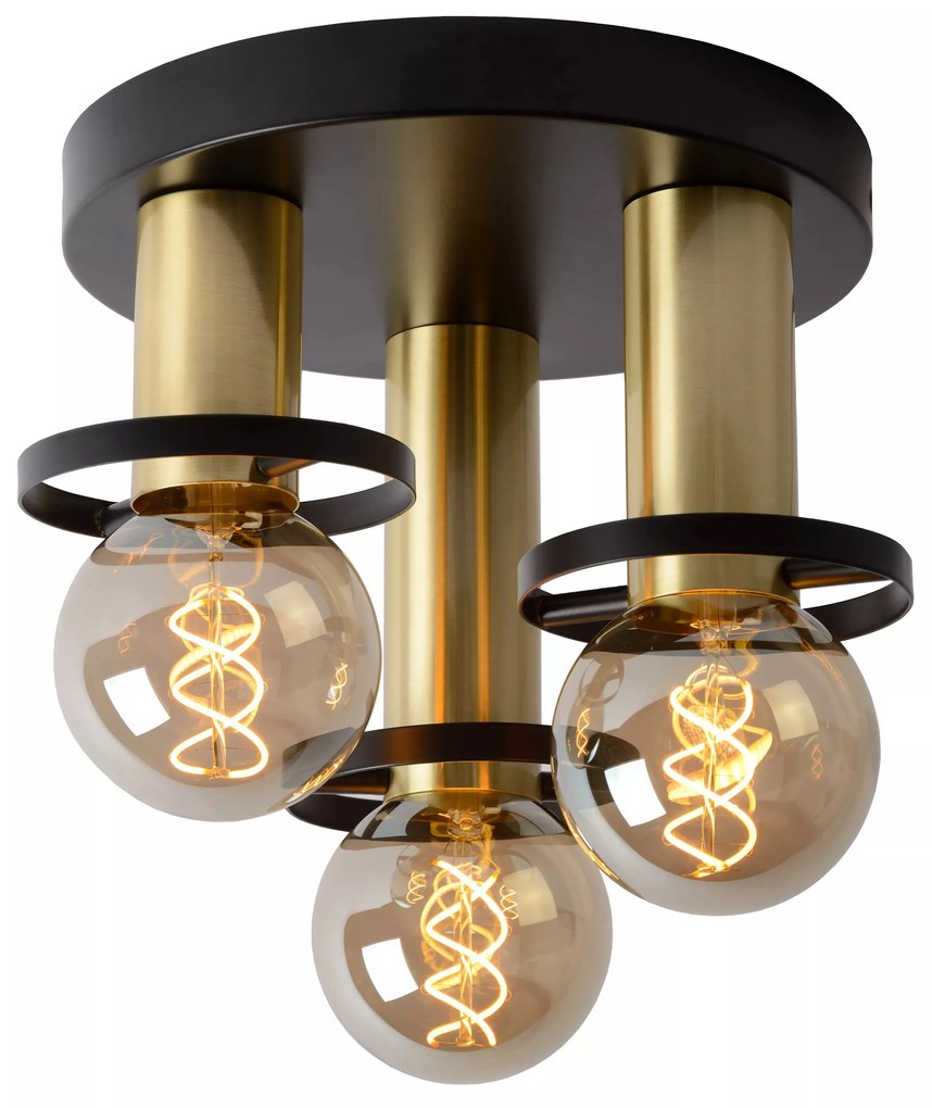 Φωτιστικό Οροφής Lucide 45179-13-30 ANAKA Μαύρο Ματ (Black Mat)|Χρυσό Χρώμα (Gold Coloured)
