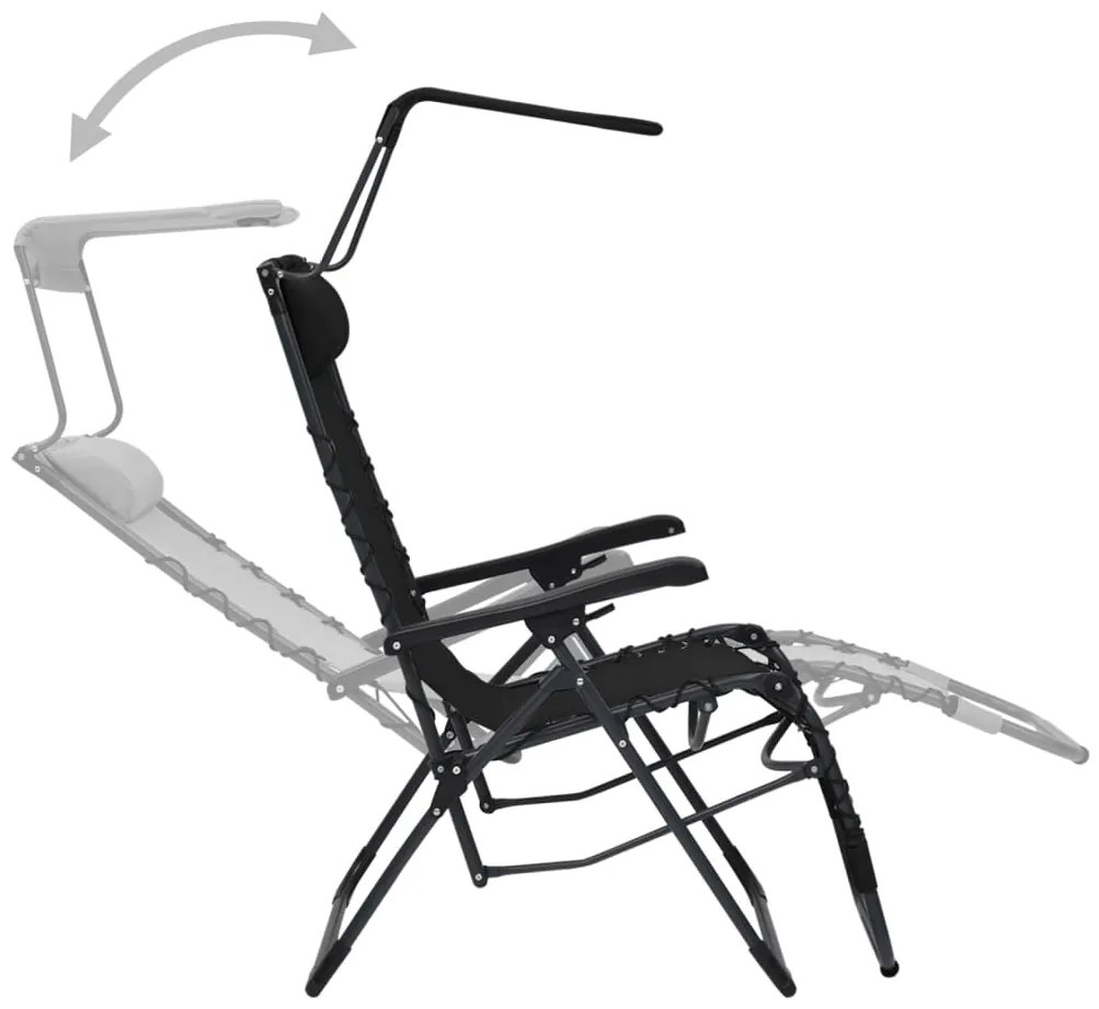 vidaXL Σεζλόνγκ Πτυσσόμενη Μαύρη από Textilene