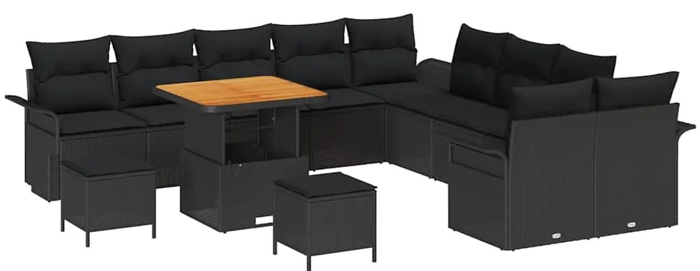vidaXL Σετ Καναπέ Κήπου 13 pcs Μαύρο συνθετικό ρατάν