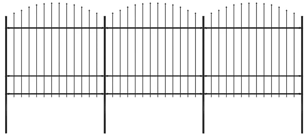 vidaXL Κάγκελα Περίφραξης με Λόγχες Μαύρα (1,5-1,75) x 5,1 μ. Ατσάλινα