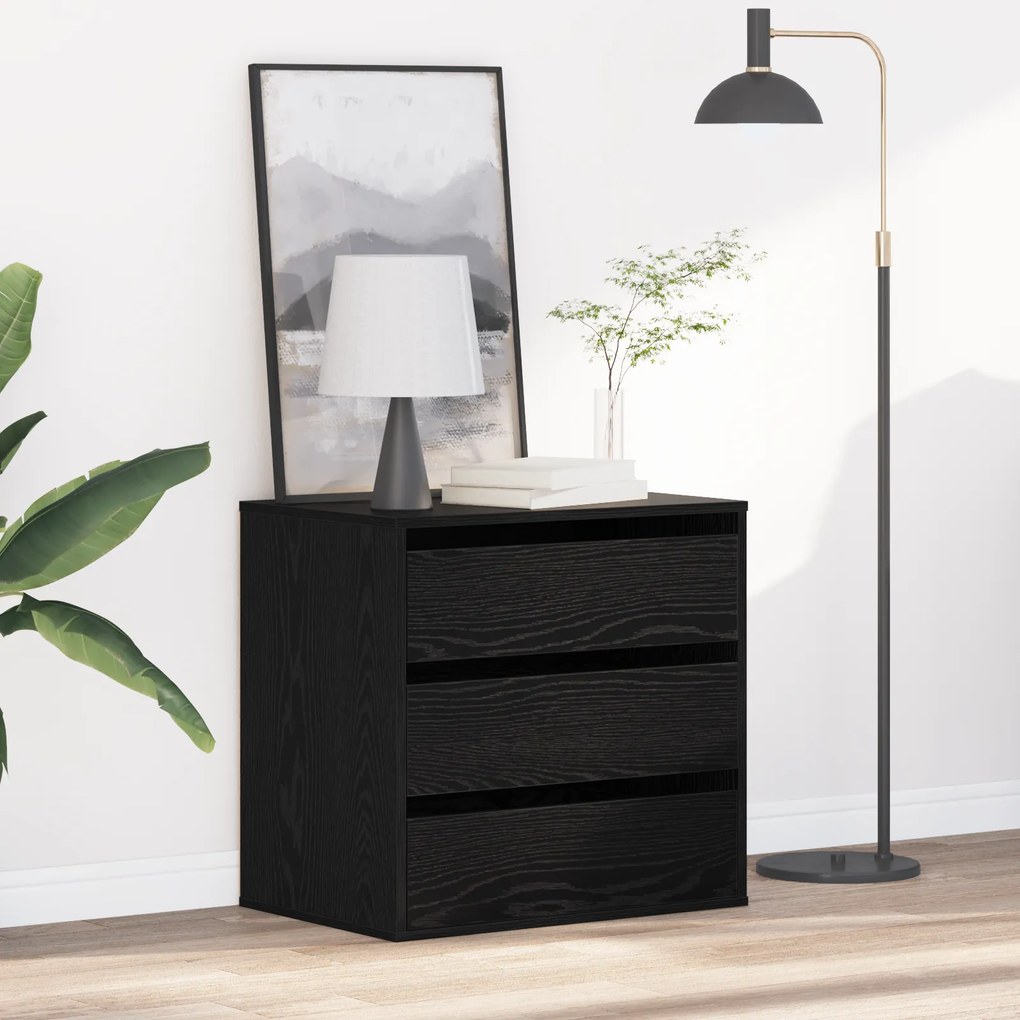 vidaXL Γωνιακό Κουτί με Συρτάρια Μαύρη Δρυς 60x41x58 εκ. Επεξεργασμένο Ξύλο