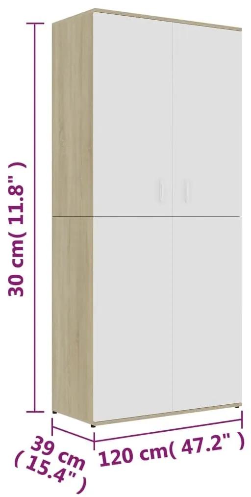 Παπουτσοθήκη Λευκό/Sonoma Δρυς 80 x 39 x 178 εκ. Μοριοσανίδα - Μπεζ