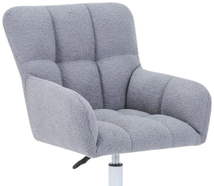 Πολυθρόνα περιστρεφόμενη Givole σε γκρι μπουκλέ ύφασμα 50x35x79εκ 55x50x86 εκ.