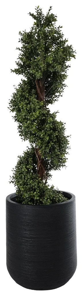 GloboStar® Artificial Garden DAMASCUS 20694 Διακοσμητικό Πολυεστερικό Τσιμεντένιο Κασπώ Γλάστρα - Flower Pot Μαύρο Φ45 x Υ45cm