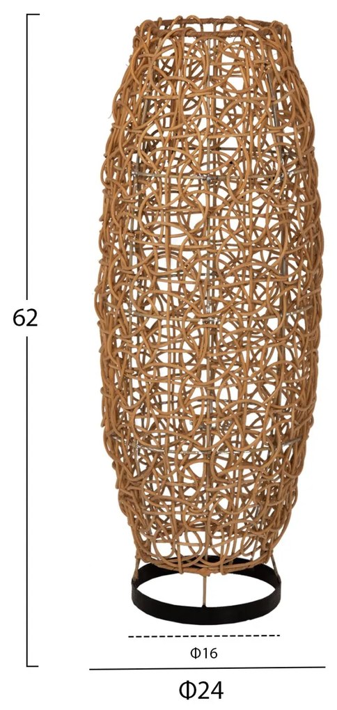 ΦΩΤΙΣΤΙΚΟ ΔΑΠΕΔΟΥ  RATTAN ΣΕ ΦΥΣΙΚΟ ΧΡΩΜΑ Φ24x62Yεκ. 24x24x62 εκ.