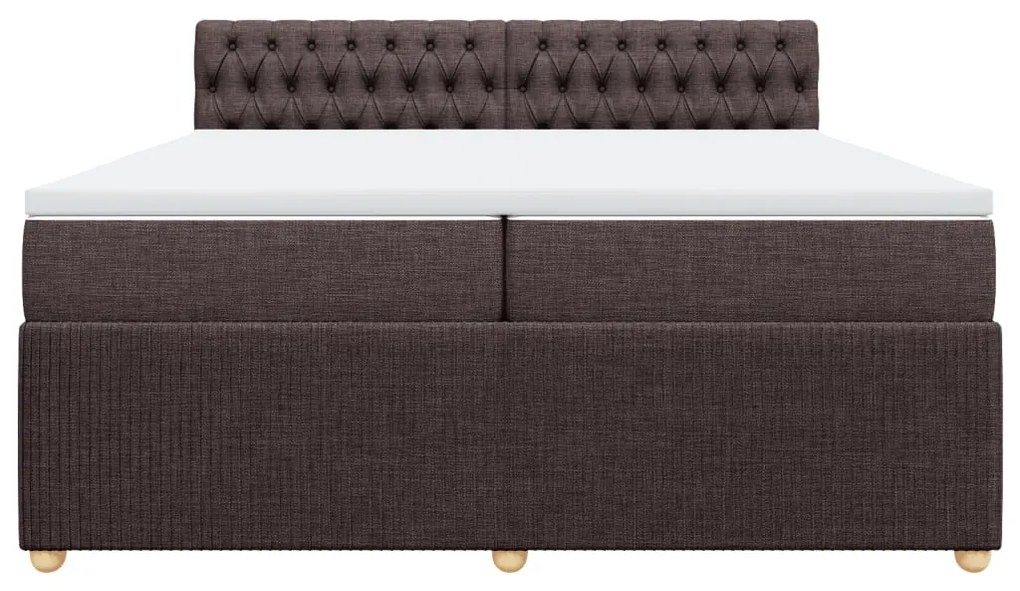 vidaXL Κρεβάτι Boxspring με Στρώμα Σκούρο Καφέ 200x200 εκ. Υφασμάτινο