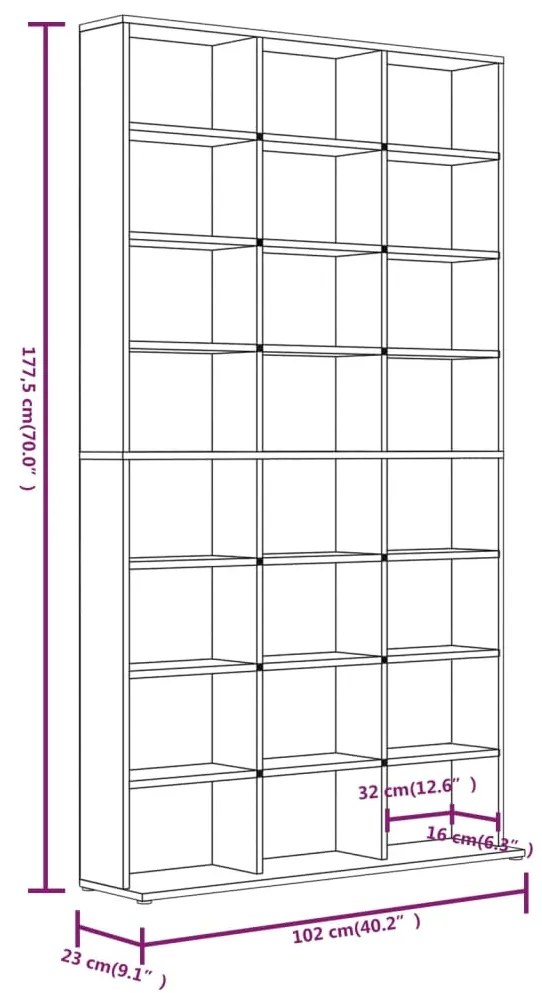 vidaXL Έπιπλο για CD Γκρι Sonoma 102x23x177,5 εκ. Επεξεργασμένο Ξύλο