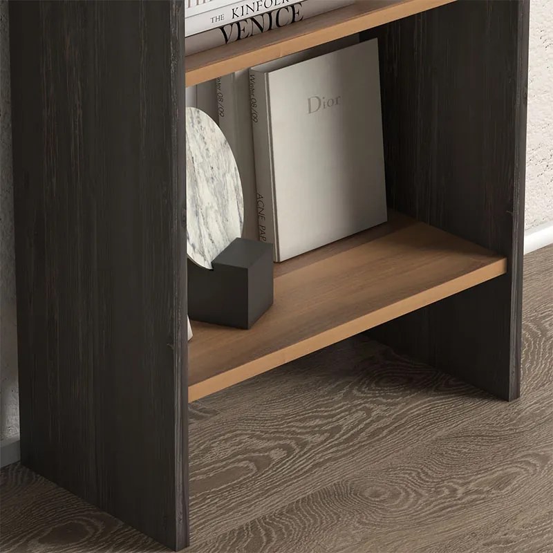 Βιβλιοθήκη μελαμίνης Flora Megapap χρώμα industrial grey - oak 52x25x158εκ. - GP022-0073,1 - GP022-0073,1