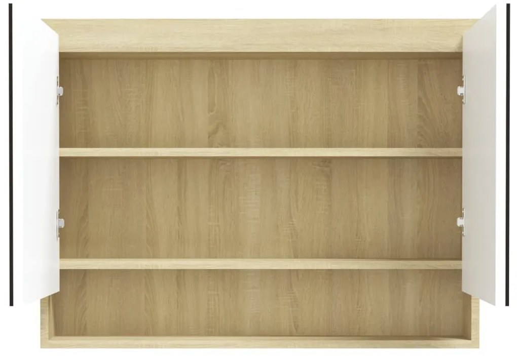 vidaXL Ντουλάπι Μπάνιου με Καθρέφτη 80x15x60 εκ. Λευκό/Δρυς από MDF