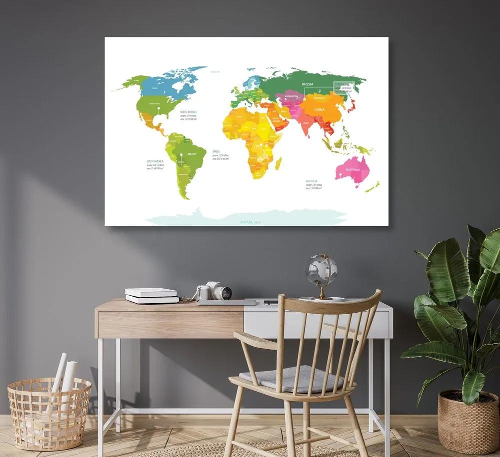 Εικόνα στον εξαιρετικό παγκόσμιο χάρτη από φελλό με λευκό φόντο - 120x80  smiley