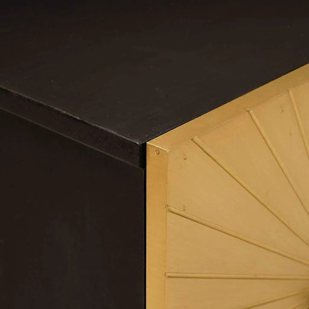 vidaXL Κομοδίνο Μαύρο και Χρυσό 40 x 33.5 x 46 εκ Μασίφ ξύλο μάνγκο