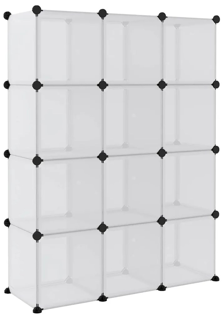 vidaXL Οργανωτής Αποθήκευσης σε Κύβους με 12 Κύβους και Πορτάκια από Διαφανές PP