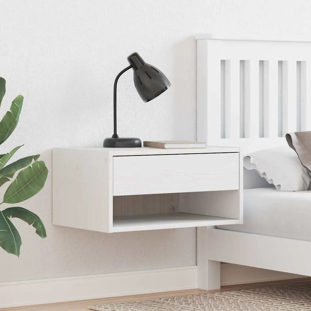 vidaXL Κομοδίνο 2 pcs Λευκό 50 x 32.5 x 24 εκ Μασίφ ξύλο πεύκου