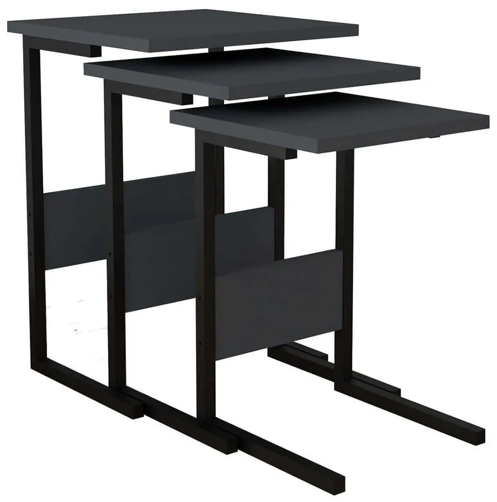 Ζιγκόν Sali (Σετ 3Τμχ) 835PUQ6244 40x40x55/36x36x50/32x32x45cm Black-Anthracite