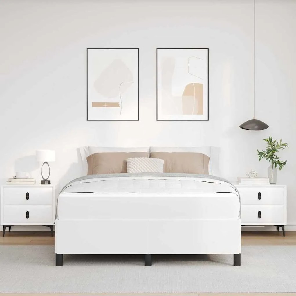 vidaXL Σκελετός Κρεβατιού με στρώμα Λευκό 140 x 200 cm ύφασμα