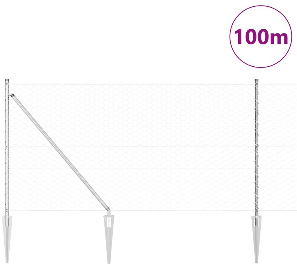 vidaXL Εξάγωνη Περίφραξη 1x100 m Γαλβανισμένος Χάλυβας