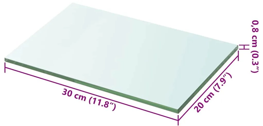 vidaXL Ράφι Πάνελ Διάφανο 20 x 30 εκ. Γυάλινο