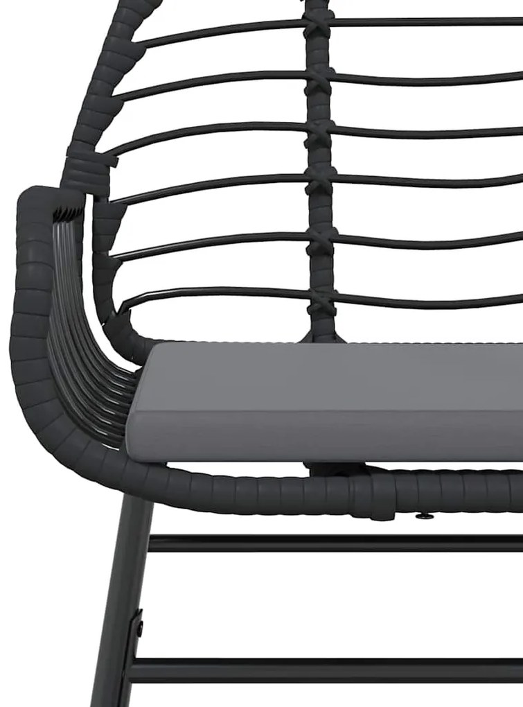 vidaXL Σετ Τραπεζαρίας Κήπου 7Τεμ. Μαύρο Συνθ.Ρατάν/Γυαλί με Μαξιλάρια