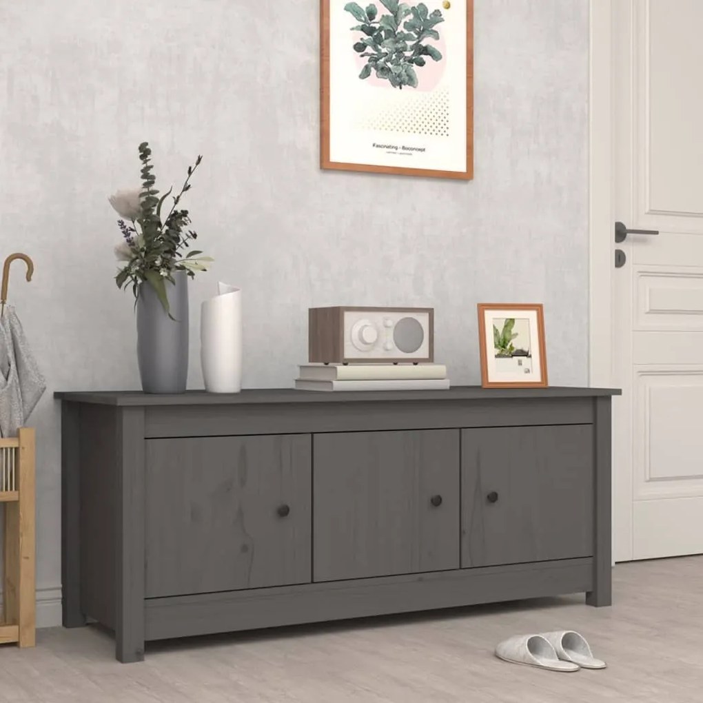vidaXL Παπουτσοθήκη Γκρί 110 x 38 x 45,5 εκ. από Μασίφ Ξύλο Πεύκου