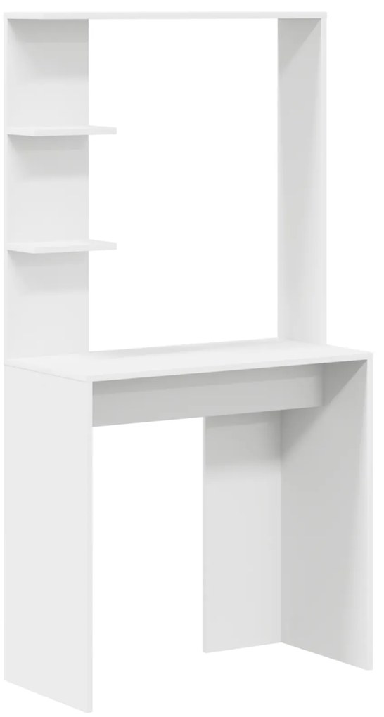vidaXL Γραφείο με ράφι Λευκό 78.5 x 37 x 154.5 εκ Επεξεργασμένο ξύλο