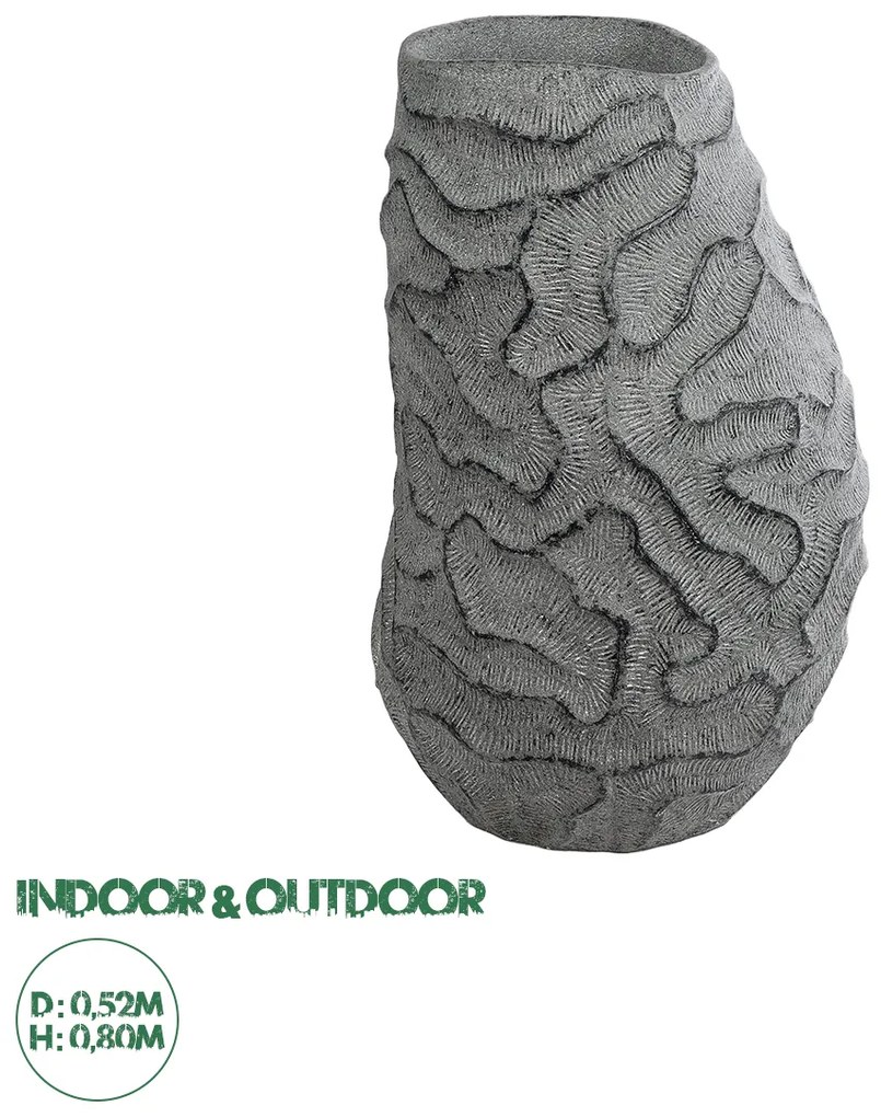 20763 GloboStar®  Artificial Garden GALICIA 20763 Επιδαπέδιο Πολυεστερικό Τσιμεντένιο Κασπώ Γλάστρα - Flower Pot Γκρι Φ52 x Υ80cm