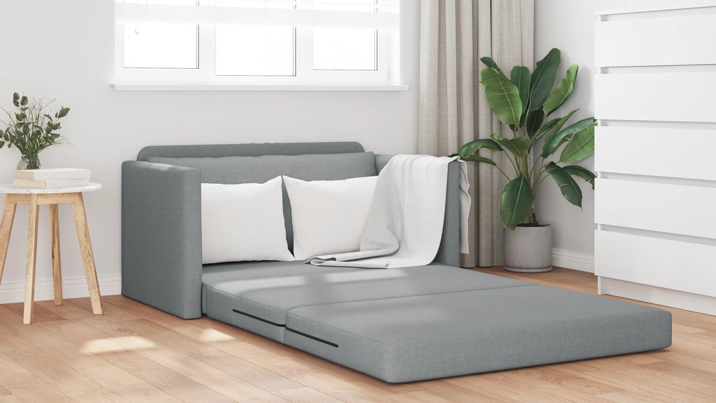 vidaXL Καθιστικό Δαπέδου 2 σε 1 Ανοιχτό Γκρι 124x71x78 εκ Υφασμάτινο