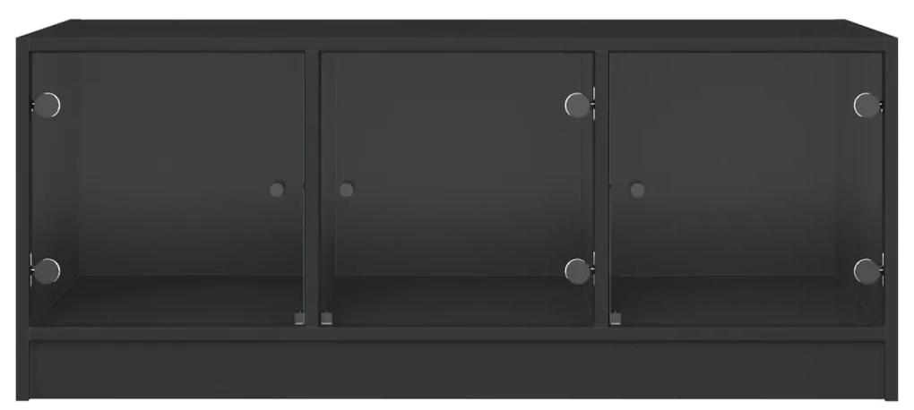 vidaXL Τραπεζάκι Σαλονιού Μαύρο 102x50x42 εκ. με Γυάλινες Πόρτες