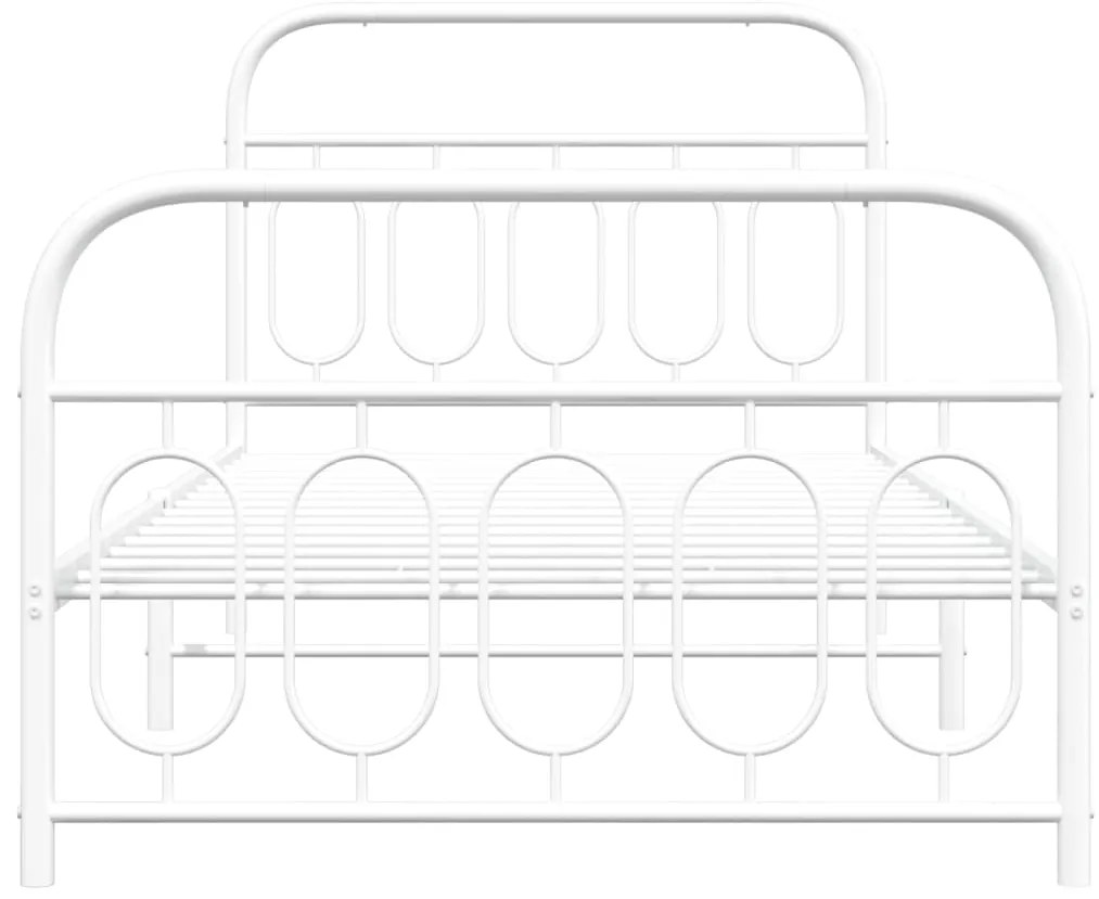 vidaXL Πλαίσιο Κρεβατιού με Κεφαλάρι/Ποδαρικό Λευκό 107x203 εκ Μέταλλο