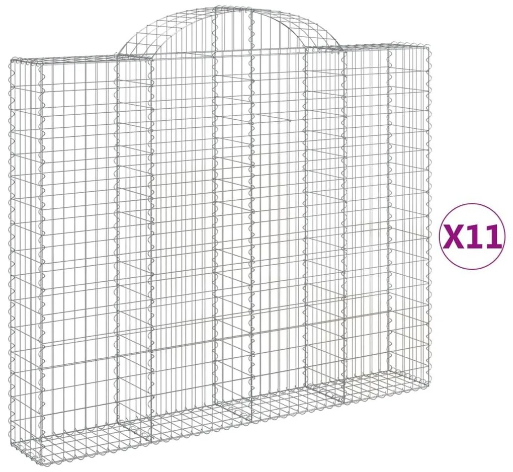 Συρματοκιβώτια Τοξωτά 11 τεμ. 200x30x160/180 εκ. Γαλβαν. Ατσάλι - Ασήμι