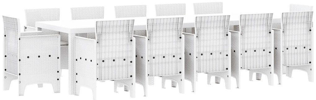 vidaXL Σέτ φαγητού για κήπο 13 pcs Λευκό και Ανοιχτό γκρι Μεγάλο