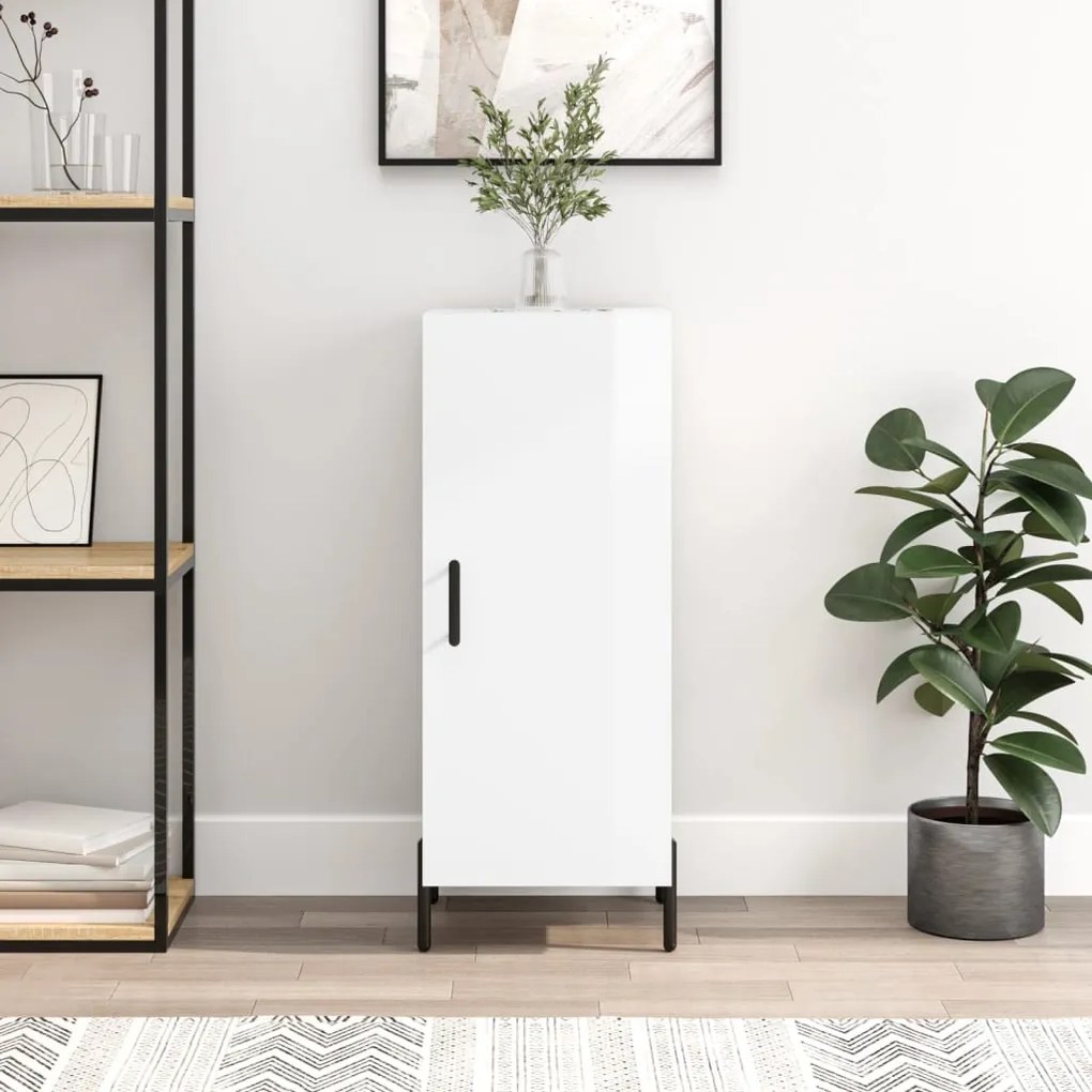 vidaXL Ντουλάπι Γυαλιστερό Λευκό 34,5x34x90 εκ. Επεξεργασμένο Ξύλο