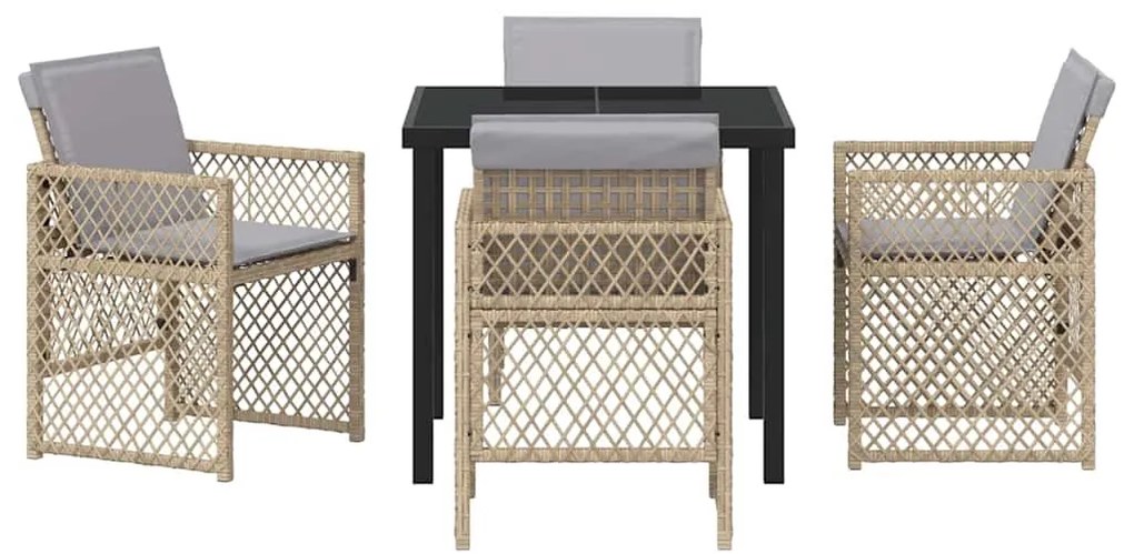 vidaXL Σέτ φαγητού για κήπο 5 pcs Μπεζ συνθετικό ρατάν