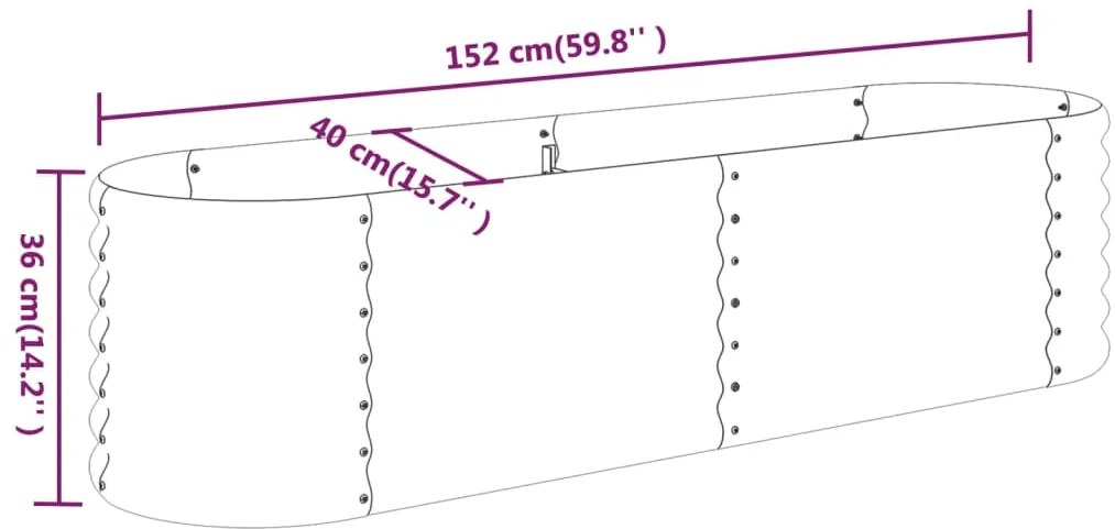 vidaXL Ζαρντινιέρα Ασημί 152x40x36 εκ. Γαλβανισμένος χάλυβας
