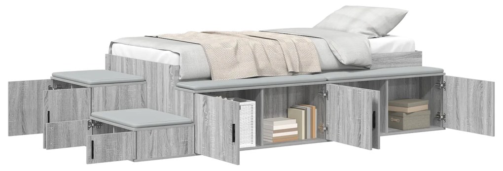 vidaXL Κρεβάτι Αποθήκευσης Γκρι Sonoma 90x200 εκ.