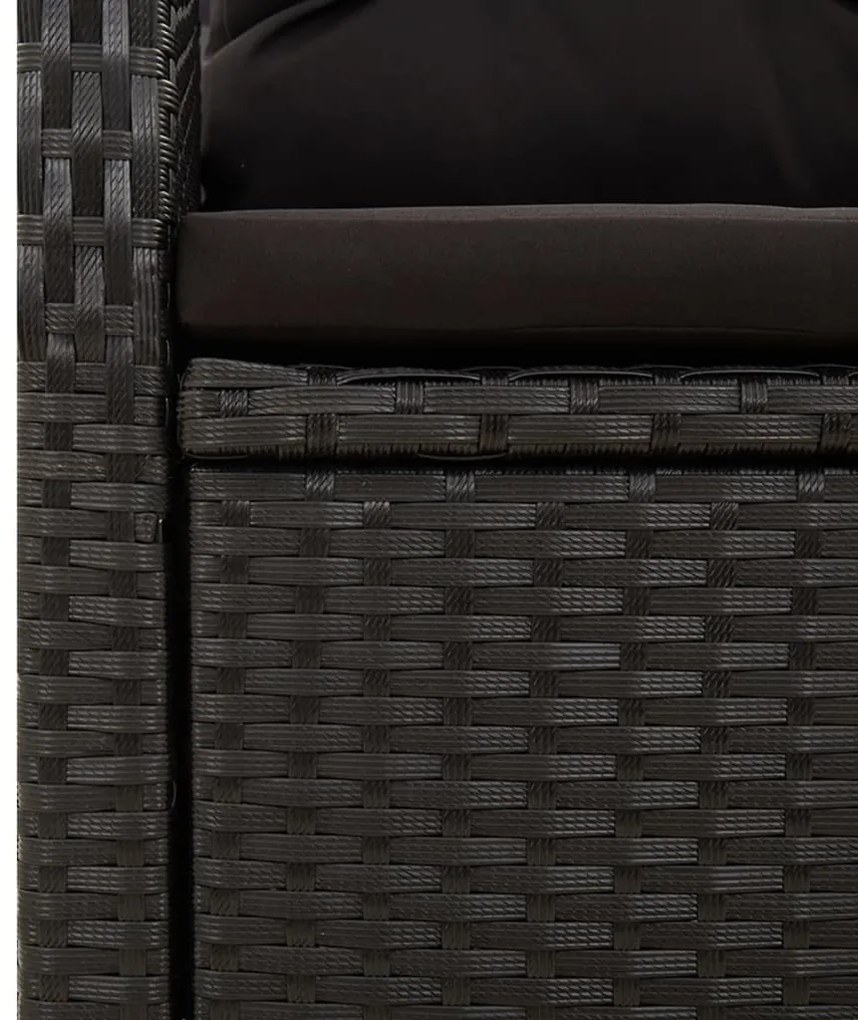 vidaXL Σετ Τραπεζαρίας Κήπου 7 Τεμ. Μαύρο Συνθετικό Ρατάν με Μαξιλάρια