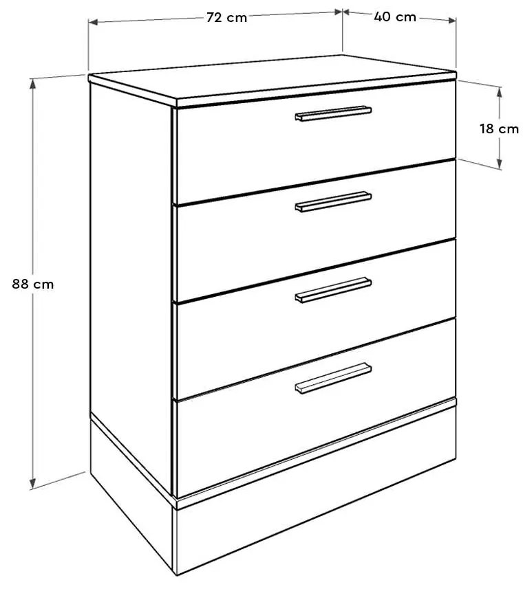 Συρταριέρα Base Megapap χρώμα oak - λευκό 72x40x88εκ.