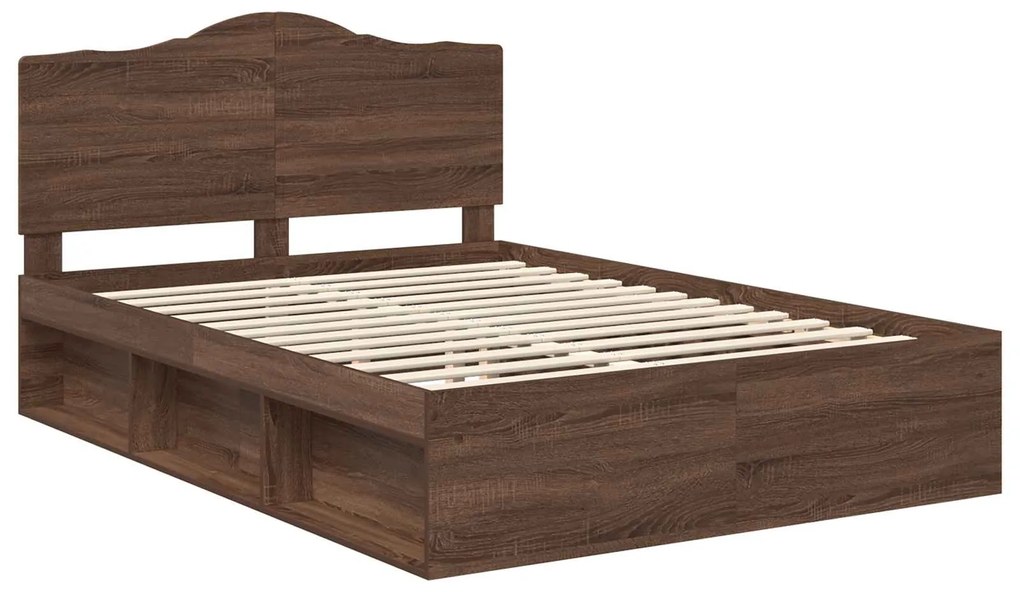 vidaXL Σκελετός Κρεβατιού Καφέ δρυς 140 x 200 cm Στερεά ξυλεία πεύκου