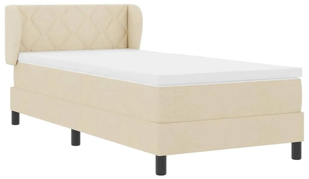 vidaXL Κρεβάτι box spring με στρώμα με στρώμα Κρεμ 100 x 200 cm ύφασμα