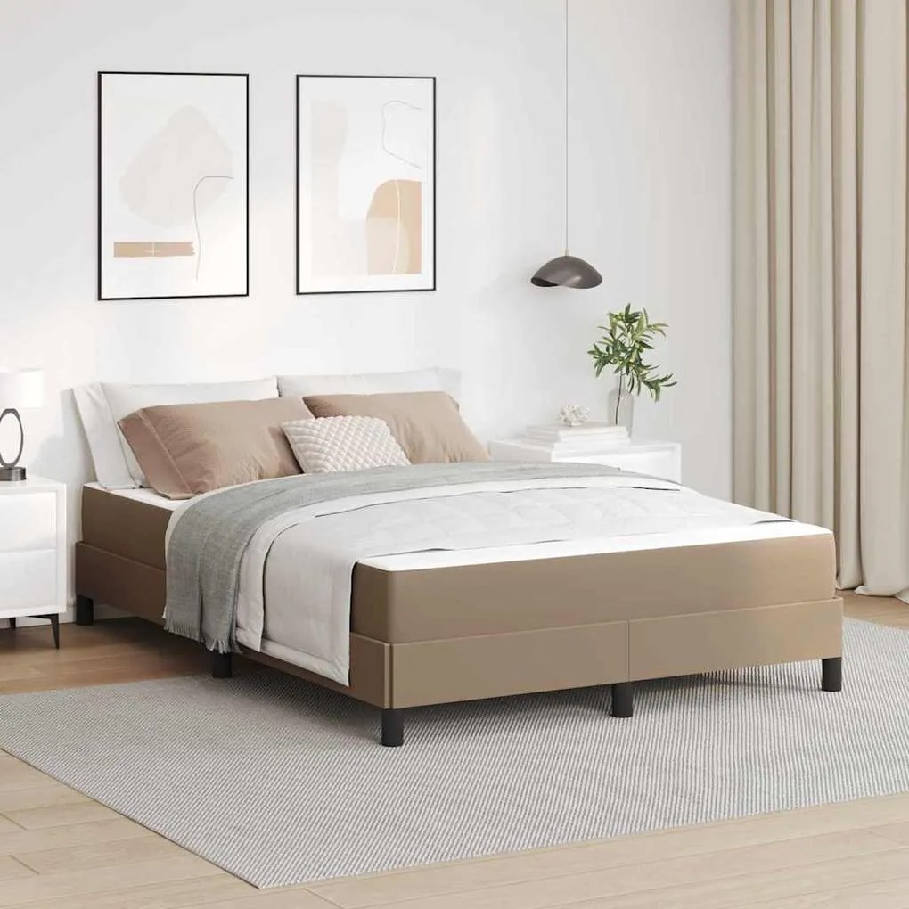 vidaXL Κρεβάτι Άλλο Καπουτσίνο 140 x 190 cm Τεχνητό δέρμα