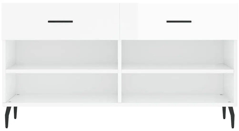 vidaXL Παπουτσοθήκη Γυαλιστερό Λευκό 102x35x55 εκ. Επεξεργασμένο Ξύλο