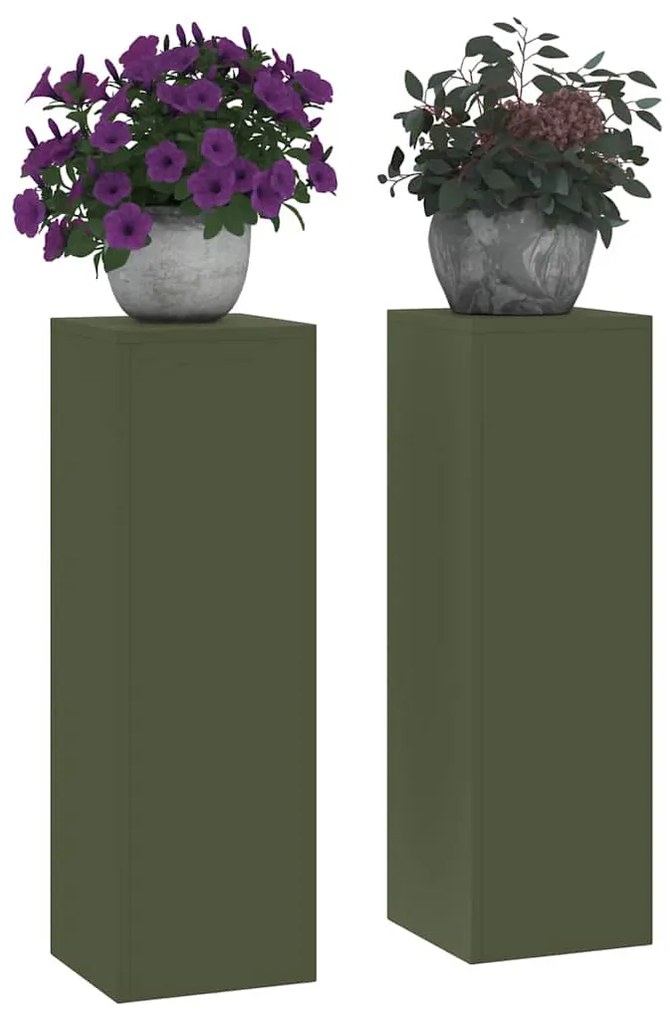 vidaXL Στήριξη φυτών 2 pcs Λαδί 24 x 24 x 75 εκ. Ατσάλι