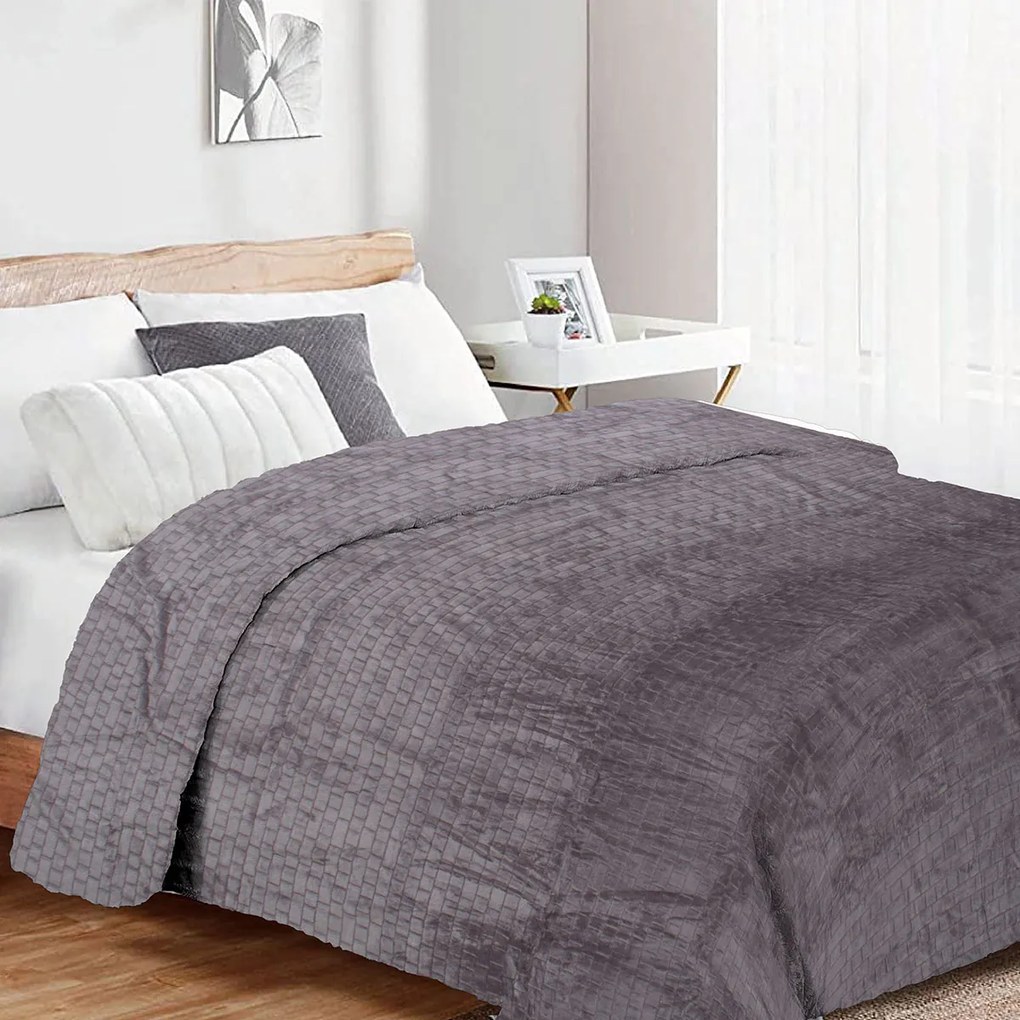Κουβέρτα Fleece Μονή (160x220) Dimcol Brick 06 Grey