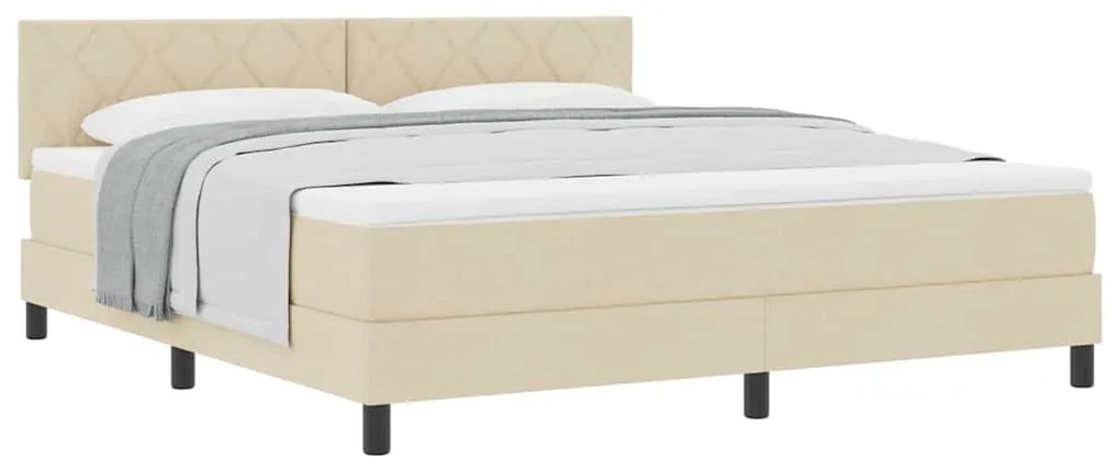 vidaXL Κρεβάτι box spring με στρώμα με στρώμα Κρεμ 180 x 200 cm ύφασμα