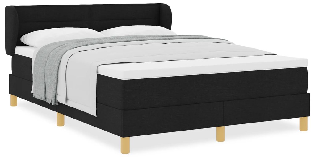 vidaXL Κρεβάτι Box Spring με Στρώμα - Μαύρο, 160x200 εκ., Ύφασμα
