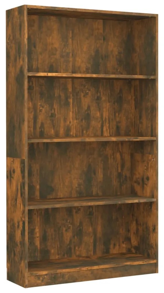 vidaXL Βιβλιοθήκη με 4 Ράφια Καπνιστή Δρυς 80x24x142 εκ. Επεξεργ. Ξύλο