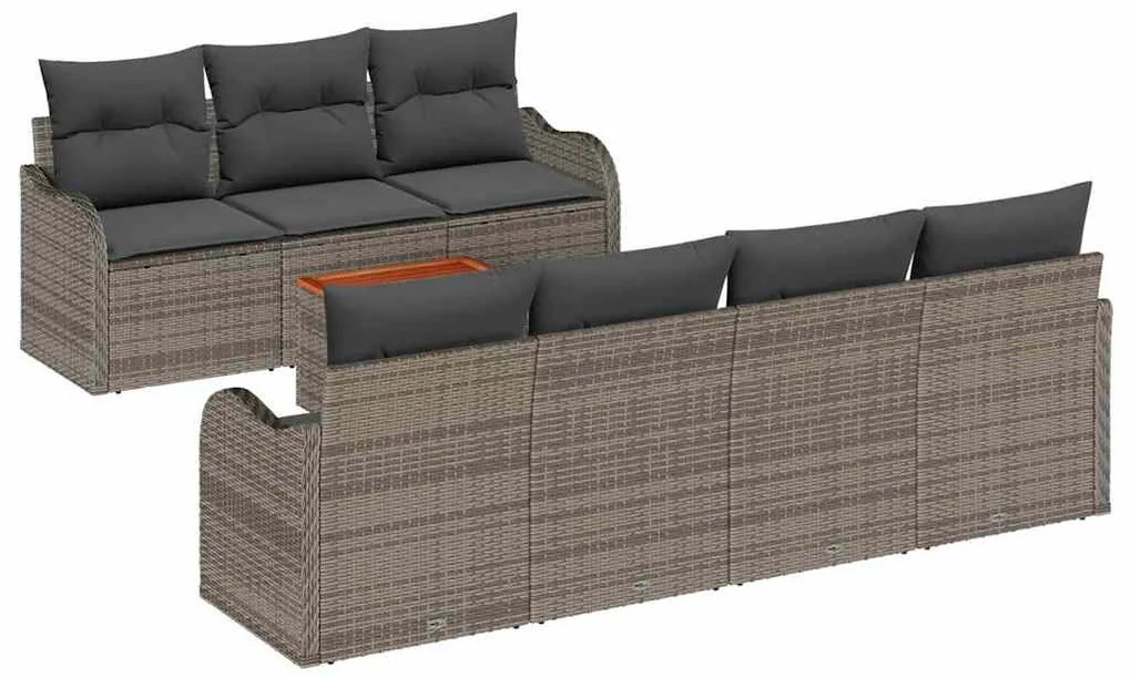 vidaXL Σετ Καναπέ Κήπου 8 pcs Γκρι Πολυ ράταν